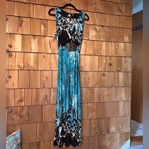 Avenue Multi Color Pleated Maxi Dress Size 18/20 - Picture 3 of 16